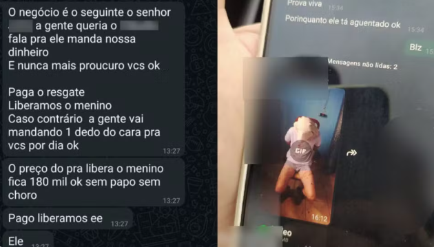 Investigação mostrou que aparelho usado para mandar ameaças foi encontrado com filho no falso cativeiro. Caso aconteceu em Apucarana, no norte do Paraná.