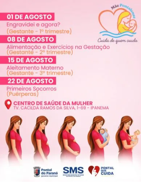 Todas as sextas-feiras, o projeto oferece encontros com temas fundamentais para cada fase da gestação e do pós-parto, promovendo a saúde e o bem-estar de mães e bebês.