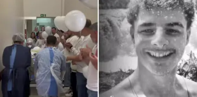 Profissionais de saúde aplaudem o corpo do jovem durante o chamado “Corredor da Honra”, na despedida.